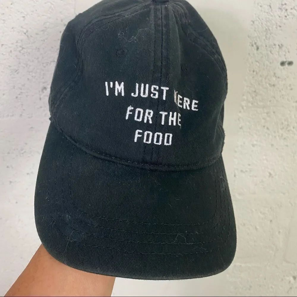 OTTO black I’M JUST HERE FOR THE FOOD print adjustable cap baseball hat One Size
